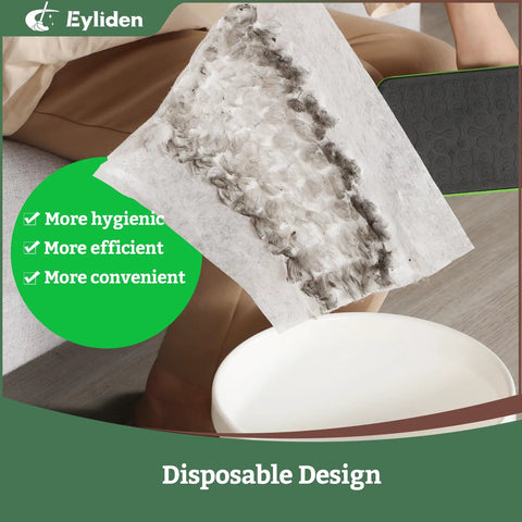 Image showing a used 24 Count Heavy Duty Pet Hair Sweeper Pad for 10 Inch Mop capturing pet fur and dust.
