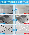 Effectiveness contrast showing before and after using Clear Waterproof Caulk And Seal Silicone Sealant Duo Pack with Grout Repair Kit.