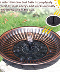 12.3 Inch Solar Fountain Bird Bath For Outdoors Copper Finish, Metal Bird Bath Bubbler For Garden Patio Decor in sunlight with water feature