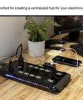 Turn One Outlet Into Twelve With Tethered USB Ports Surge Protector, 8 Ft Cord, Flat Plug, 4320 Joules, Power Filter, Circuit Breaker, UL Listed, Black