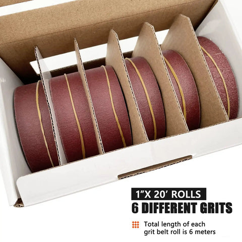 Emery Cloth Roll With Dispenser 6 Grit Sandpaper Set 80 150 240 320 400 600 Grits Aluminum Oxide Abrasive in a box