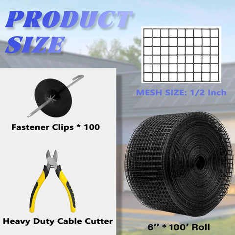 6 Inch By 100 Ft Solar Panel Bird Guard Kit With 100 Fastener Clips Anti Rust Critter Shield Rooftop Bird Wire Screen