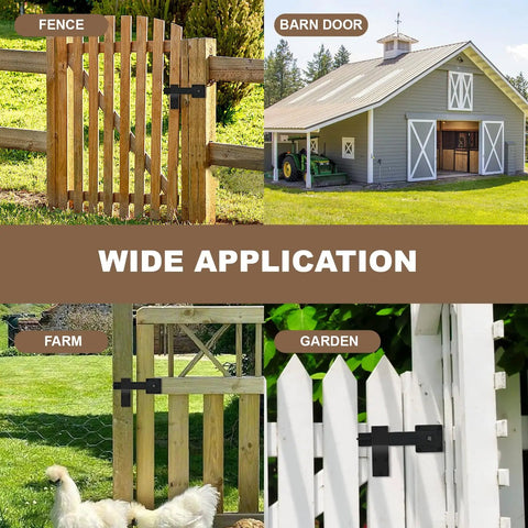 Image showing 6 Inch Barn Door Flip Latch For Fence Gate Hardware And Shed Doors 360 Degree Rotating Lock in various applications.