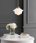 Brass Gold White Modern Dope Schoolhouse LED Pendant Light Fixture with 9.5 Inch Drop Adjustable Hanging Lamp in dining room