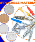 Grab And Go 1332 Piece Drywall Anchors And Screws Kit With 21 Sizes M8 M12 M13 Plastic Expansion Anchors Self Tapping Wood Screws Size 6 To 8 Toggle Wing Bolts J Hooks Eye Hooks Washers Rust Resistant DIY Fasteners for concrete, wood, drywall, brick wall