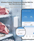 WiFi Freezer Thermometer With App Alerts And Two Wireless Fridge Sensors For Real Time Temperature Monitoring, Waterproof IP65 Probes, Instant Phone Notifications If Temperatures Go Out Of Range, in freezer with phone app