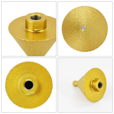 Gold Beveling Chamfer Bit With Diamond Cone Tile Bit 1.5 Inch Countersink Drill Bit For Hole Enlarging M10 Thread
