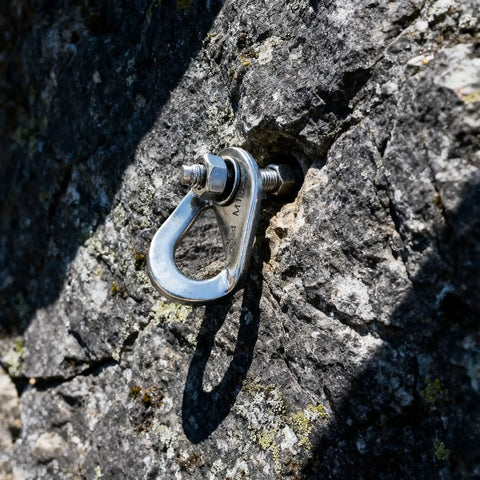 Rock Solid Climbing Bolt Hangers With 8 Expansion Bolts, 304 stainless steel M10 anchor secured in rock face
