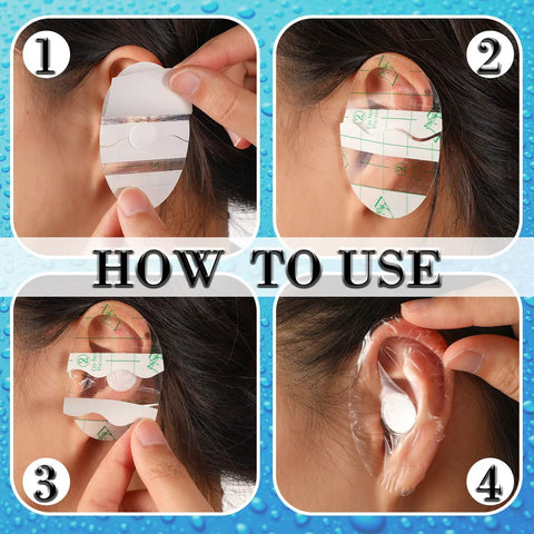 Step-by-step instructions on applying 60 Pack Baby Ear Covers For Bath And Water Activities Waterproof Ear Plugs For Swimming