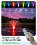 Floating Fountain And Aerator All In One Kit With LED Lights For Ponds Lakes And Water Gardens, remote control in use