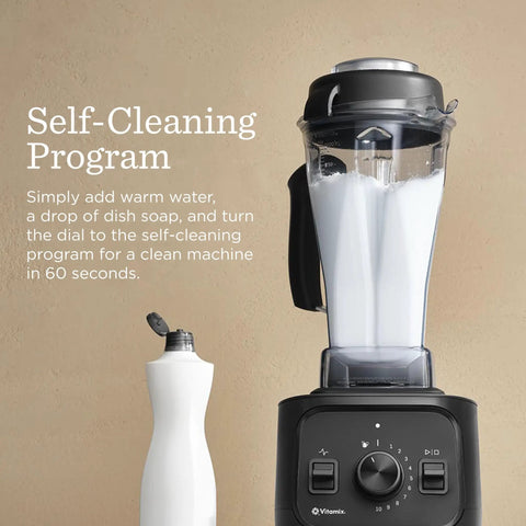 Real Deal Kitchen Workhorse Professional Grade Blender With Sixty Four Ounce Container Killer Motor For Smooth Consistent Blends Perfect Soups Sauces And Frozen Desserts Quick Rinse Clean Matte Black featuring self-cleaning program.
