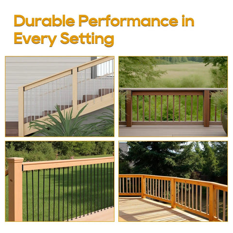 Heavy Duty Dope Deck Railing Bracket Connectors for 2x4 Wood Posts actual 1.5 by 3.5 inches black nylon installed on decks and balconies.