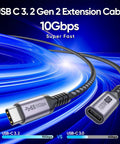 Straight Up Go Fast USB C Extension Cable 6.6 Feet Long Featuring Legit 10Gbps Data Sync and Crisp 4K 60Hz Video Playback Plus A Solid 100W Quick Charge Upgrade For Daily Tech Routines, showing USB C 3.2 Gen 2 cable with braided design.