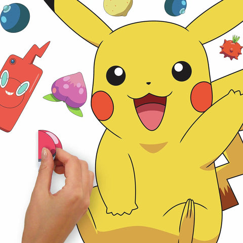 Pikachu Giant Peel And Stick Wall Decals Comes With 14 Pieces Big Vinyl Wall Stickers For Kids Rooms Removable Repositionable Decor