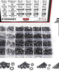 1220 Piece M2 M3 M4 M5 Hex Socket Head Cap Bolts Set With Nuts Washers Screws And Hex Wrenches In Twelve Point Nine Grade Alloy Steel Heavy Duty Kit For Home And Shop Use shown in open plastic organizer