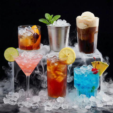 Ultimate Countertop Nugget Ice Maker Featuring Auto Drop Ice And No Sweat Self Cleaning Routine That Cranks Out 33 Pounds Of Soft Chewable Ice Daily For Totally Chill Weekend Gatherings And Quick Home Hydration with various cocktails on ice.