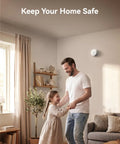 9V Battery Powered Photoelectric Smoke Alarm With Low Battery Alert No Fuss Install UL217 10th Edition Listed GS509A White Smoke Detector For Home Safety And Early Smoldering Fire Detection mounted on wall in living room