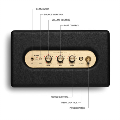 Acton III Bluetooth Home Speaker Delivers Room Filling Sound With Easy Pair And Play, rich warm tones, sleek control panel