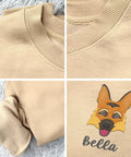 Super Dope Custom Mechanic Embroidered Sweatshirt Featuring Your Name On Sleeve Super Soft Knit Pullover showing close-up of embroidery and fabric