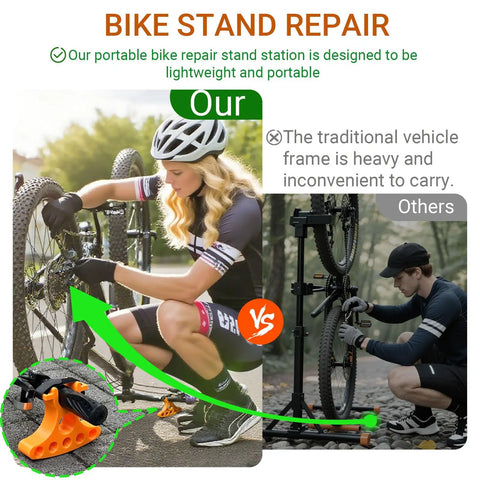 Comparison of Two Pack Bike Repair Stands With Handlebar Support for quick bike maintenance, highlighting portability and durability.