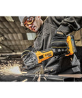 Worker using Powerhouse 20V Max XR Cordless Angle Grinder With Kickback Brake and Slide Switch, 4-1/2 Inch Disc, Tool Only, Model DCG405B