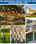 Heavy Duty 220 Feet One Eighth Inch Vinyl Coated 304 Stainless Steel Wire Rope Kit With Turnbuckles for outdoor string lights setup and garden trellis.