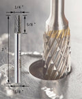 Solid Carbide Burr Rotary File Double Cut Cylindrical For Die Grinder One Quarter Inch Shank Five Eighths Inch Cutting