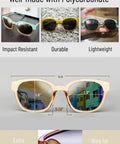 Trendy Cream Colorblock Polarized Sunglasses For Women Featuring Retro Square Frames And UV400 Mirrored Lenses That Totally Hit Different On Any Streetwear Fit with dimensions.