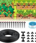 50 Foot Drip Irrigation Kit For Home Garden Watering System With Quarter Inch Tubing, quick connect emitters and adjustable sprinklers