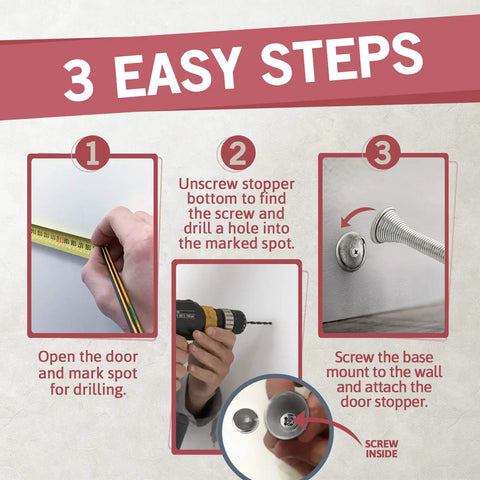 Installation guide for 15 Pack Spring Door Stoppers For Bottom Of Door Heavy Duty Satin Nickel Finish Protect Walls From Dings