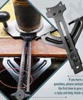 Rock Solid Router Edge Guide For Knockout Precision Cuts On DeWalt Fixed Base Compact Tools and Porter Cable Sub Bases with zero friction tracking, close-up view.