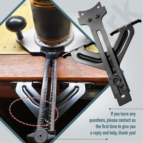 Rock Solid Router Edge Guide For Knockout Precision Cuts On DeWalt Fixed Base Compact Tools and Porter Cable Sub Bases with zero friction tracking, close-up view.