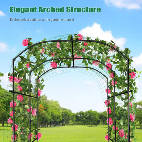 Metal Core Garden Arch Trellis For Climbing Plants Outdoor 87 Inch Tall 71 Inch Long 75 Inch Wide with roses