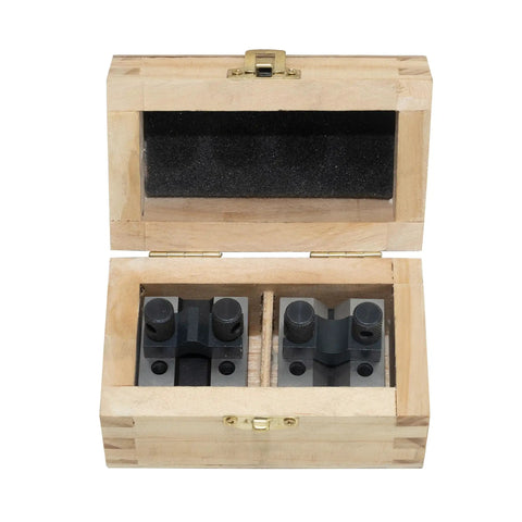 Beefy Hardened Steel V Block With Clamp Set 1-3/8 x 1-3/8 x 1-3/16 90 Degree Precision Machinist Gauge For Mill And Lathe Multi Purpose V Block Tool With High Squareness And Parallelism, two blocks in wooden case