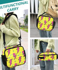 Lightning Bolt Insulated Lunch Bag Yellow Portable Cooler With Shoulder Straps For Office Travel School And Everyday Meals All Day Durable Polyester Large Main Compartment Plus Side Mesh Pockets Keeps Meals Fresh, worn crossbody
