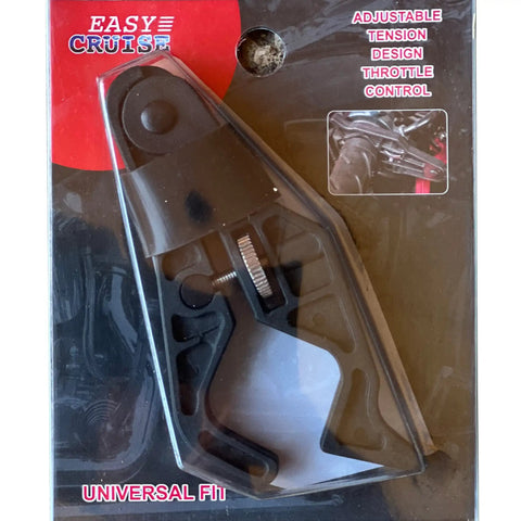 Easy Cruise Motorcycle Throttle Lock Set in packaging, adjustable tension design for sport bikes and cruisers, universal fit.
