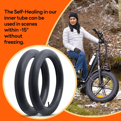 Two Pack Self Sealing Fat Bike Inner Tubes For 20 By 3.0 And 3.5 Tires With 32mm Schrader Valve Puncture Resistant Auto Repair Tubes