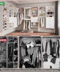 4 Drawer Stackable Closet Organizer Unit With Drawers, Modular Wood Storage Bins For Hanging Clothes, white, installed in closet
