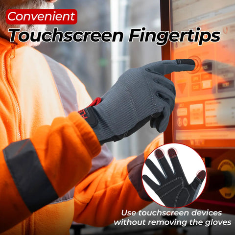 Mens Work Gloves With Touch Screen Fingertips, Synthetic Leather Utility Gloves, Flexible Breathable Back, Padded Knuckles And Palm, Durable Grip, Size Large