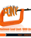 Six Inch C Clamp Set For Woodworking And DIY Projects, Beefy 1000 Lb Load Capacity, Two Pack, Ductile Iron Construction