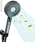 High Pressure Rain Shower Head With Filters For Hard Water spraying water and leaves, includes handheld attachment and extra cartridges