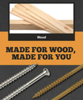 Built Rugged Wood Screws Size 8 X 1.25 Inch With Torx T20 Star Drive And Type Seventeen Cutting Tip For Pressure Treated Lumber Tan Finish Includes Bonus Bit, displayed next to wooden boards.
