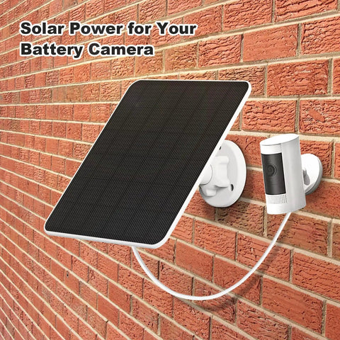 All In One Outdoor 5W Solar Panel Charger For Ring Stick Up Cam Pro Battery And Spotlight Cam Plus Wyze Battery Pro With Mount