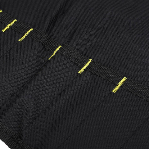 Black canvas detail with stitching on 20 Slot Knife Roll Bag For Pros And Home Cooks Premium Canvas Knife Case