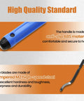 Close-up of Flexible Pipe Deburring Tool With Swivel Blades And Anti Slip Handle, highlighting blue ABS handle and M2 steel blade.