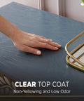 Hand touching surface protected by Half Pint Clear Polycrylic Water Based Protective Finish Semi Gloss For Wood Surfaces.