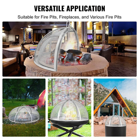 36-Inch Fire Pit Spark Screen Lid Round Stainless Steel Fire Ring Cover For Outdoor Pits shown on various patio setups