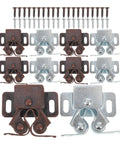 Double Roller Cabinet Catch Set For 10 Doors Tough Iron Roller Latch Replacement, mixed colors and screws included
