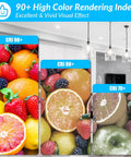 Comparison of fruits under different CRI with Dimmable Vintage LED Edison Bulbs 8W to 100W Equivalent, ST58 Cool White 4000K.