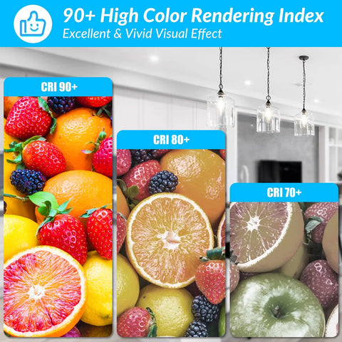 Comparison of fruits under different CRI with Dimmable Vintage LED Edison Bulbs 8W to 100W Equivalent, ST58 Cool White 4000K.